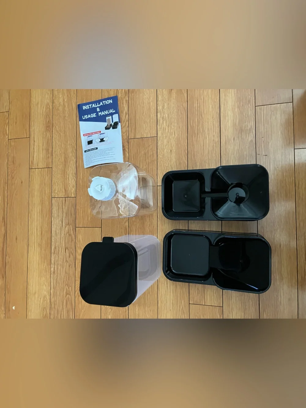 Automatic Cat Feeder and Water Dispenser in Set with Pet Food Bowl,(3.3L,Black)